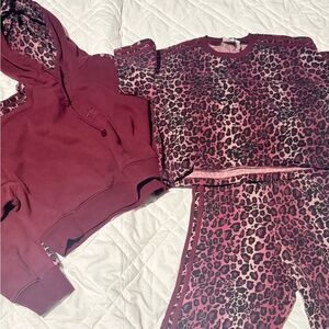 Adidas Maroon and Pink Leopard Print Set